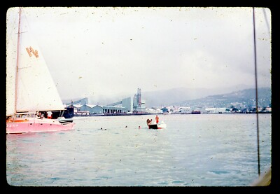 1962 Slide Ale Ale Kai III Pink Sailboat Honolulu Harbor Hawaii