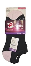 3 Pair Peds Ladies Women's Active Blister Free No Show Socks Size 5-10 Black NEW