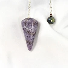 Purple Lepidolite Pendulum w/ Unique Beaded End Piece for Divination
