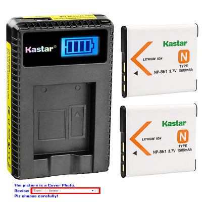Kastar Battery LCD Charger for Sony NP-BN1 BC-CSN & Sony Cyber-shot DSC-W310