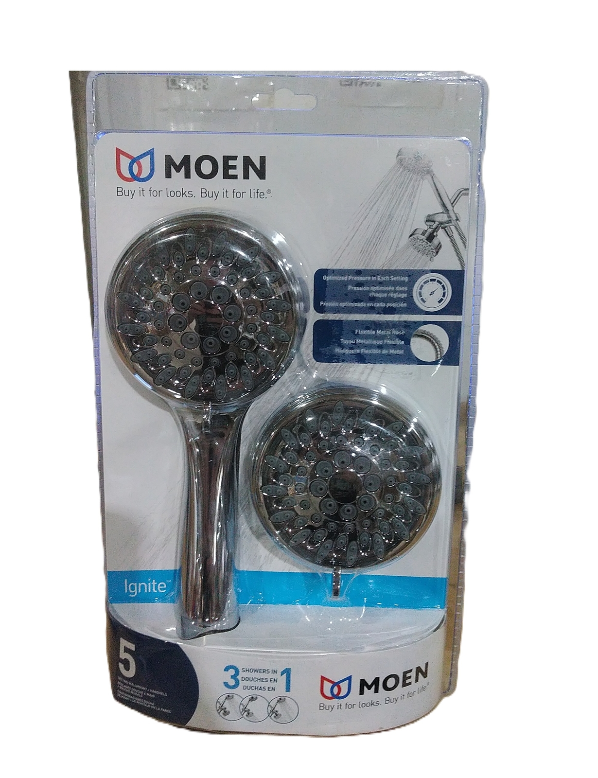 MOEN Ignite 5Spray Patterns Dual Wall Mount Shower Heads 2.5 GPM