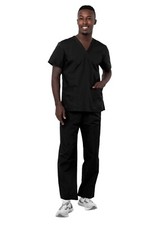 Adar Medical 701 Unisex Multi Pocket Scrub Set Black Size Medium - Top and Pant