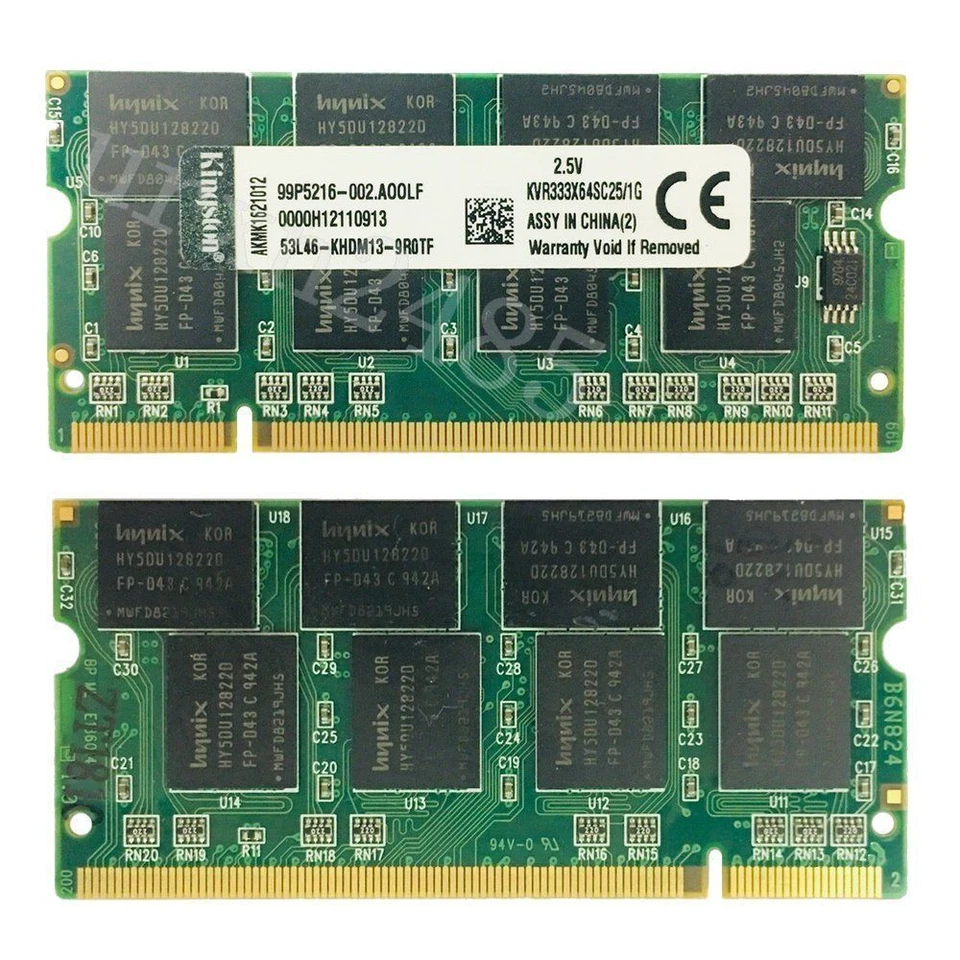 Kingston 10GB 10x 1GB DDR 333Mhz PC-2700 KVR333X64SC25/1G Laptop Memory SDRAM AB - Image 3 of 4