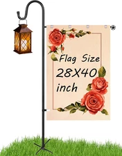 LOPANNY Large Garden Flag Holder Stand Pole for 28 X 40 Flags with Shepherds Hoo