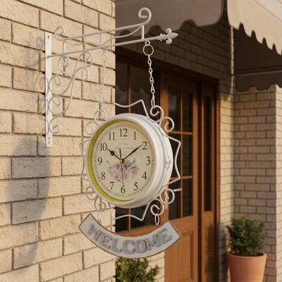 Doppelseitige Wanduhr doppelseitig Zeitmesser schmiedeeiserner Rahmen für Café
