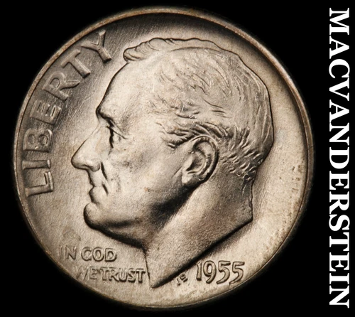 1955-D Roosevelt Dime- Silver- Choice Gem Brilliant Uncirculated Luster #J1897