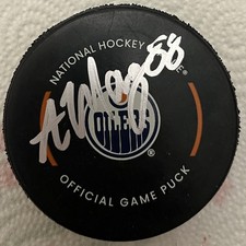 ANDREW MANGIAPANE AUTOGRAPH SIGNED EDMONTON OILERS NHL GAME PUCK HOCKEY AUTO