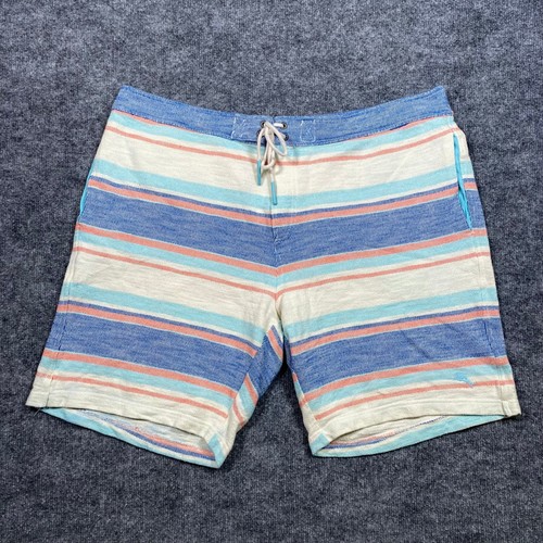 Tommy Bahama, Tommy Bahama Mens XXL Striped Knit Shorts Blue Coral Cotton Drawstring Casual
