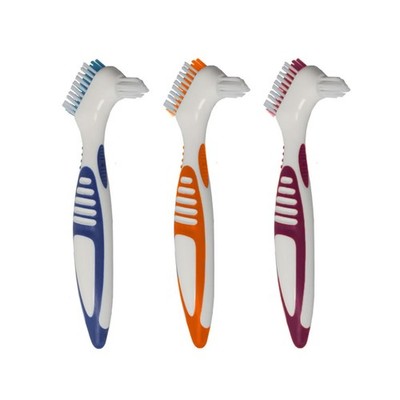 CareBrush 12/Box soft denture brush dual action angled ergonomic assorted colors