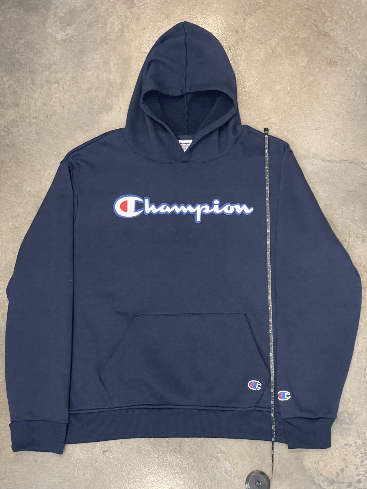 Champion Hoodie Men XL Navy Blue Logo Pullover Athletic Casual Streetwear thumbnail 10