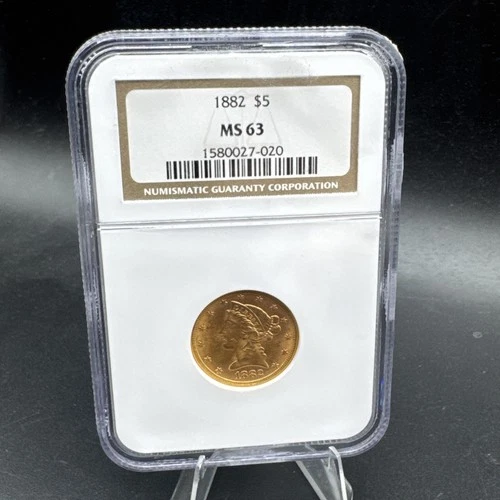 1882 LIBERTY HEAD HALF EAGLE $5 GOLD NGC MS63