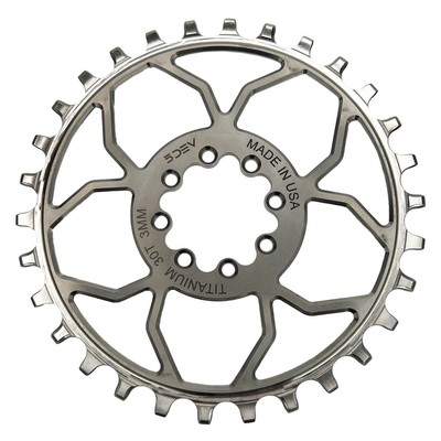 5Dev Titanium 8-Bolt Chainring, 3mm Offset, 30T, Raw/Silver