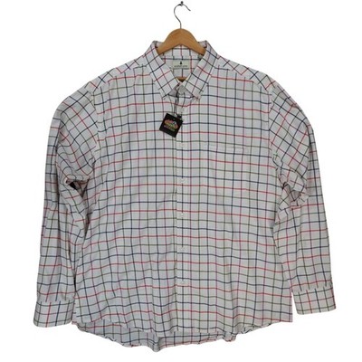 Southern Pines Button Down Mens XXL White Excellent Plaid Shirt