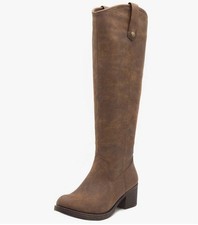 Rampage Women's Italie Dark Brown Tumbled Boots Size 9 Block Heel