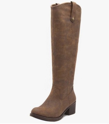 Rampage Women's Italie Dark Brown Tumbled Boots Size 9 Block Heel