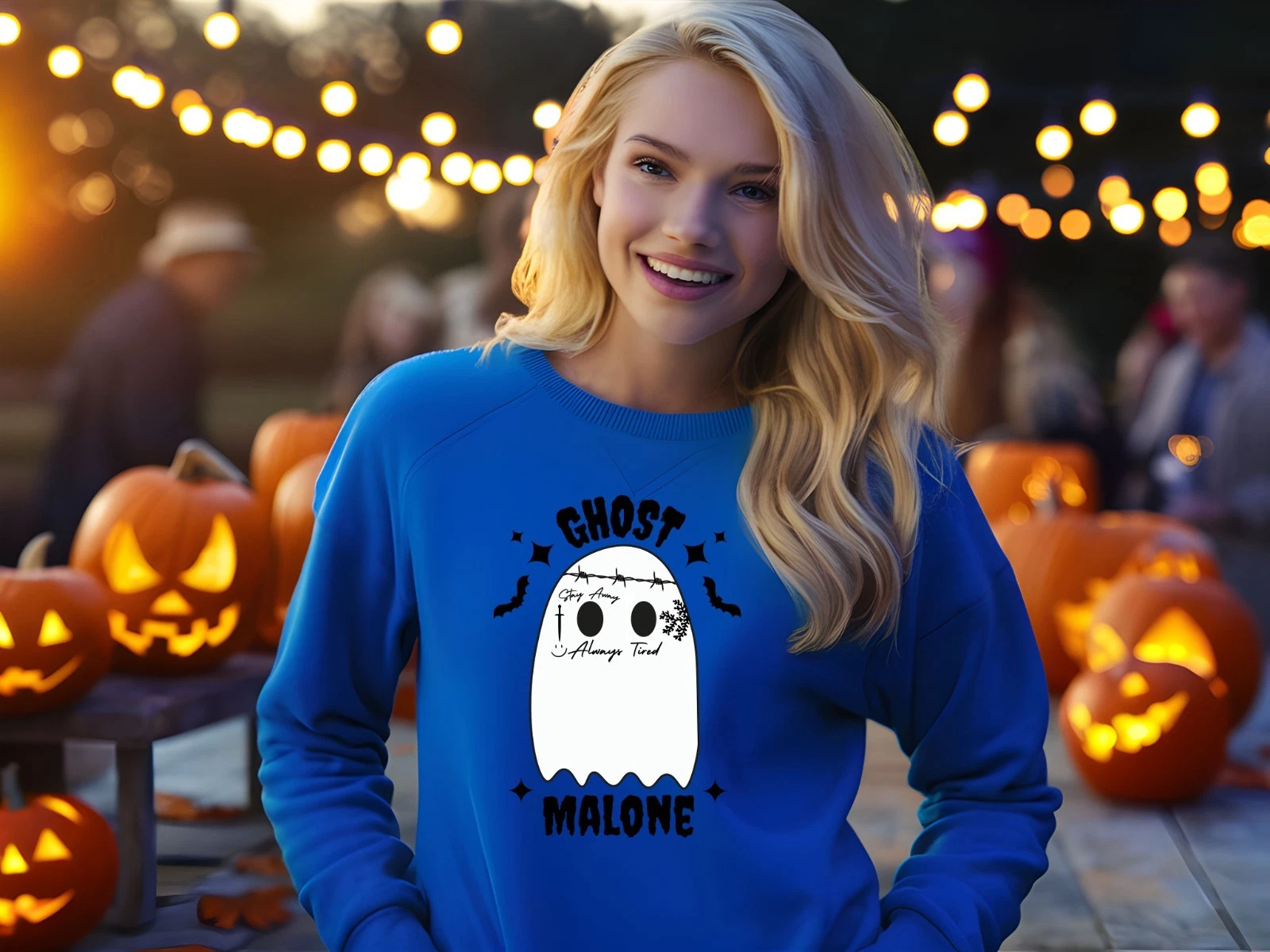 Ghost Malone Sweatshirt Funny Halloween Spooky Season Graphic Gift