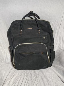 LOVEVOOK UNISEX Laptop Backpack Black Gold Zipper Large holds up to 17" laptop
