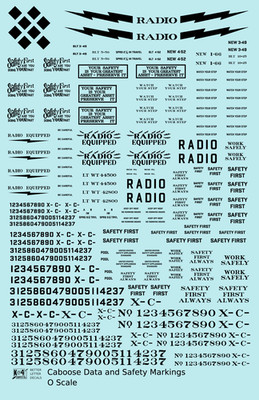 K4 O Scale Decals Caboose Data and Markings Black