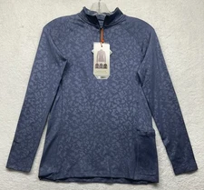Aubrion Womens Size S Blue Printed Revive Winter Baselayer 1/4 Zip Top (T4)
