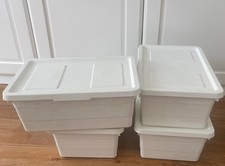 4 Ikea Sockerbit Aufbewahrungsbox Behälter weiß 38*25*15 cm 