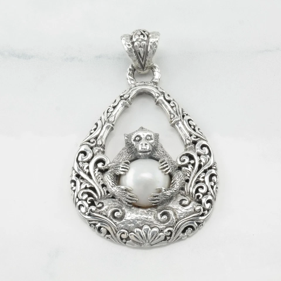 Sarda Monkey Pearl Sterling Silver Pendant - Image 3 of 4