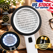 30X Jumbo Handheld Magnifying Glass w/ 12 Bright LED Light Illuminated Magnifier