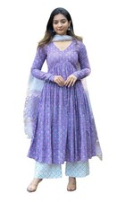 Women Printed Anarkali Kurta and Pant Set with Dupatta