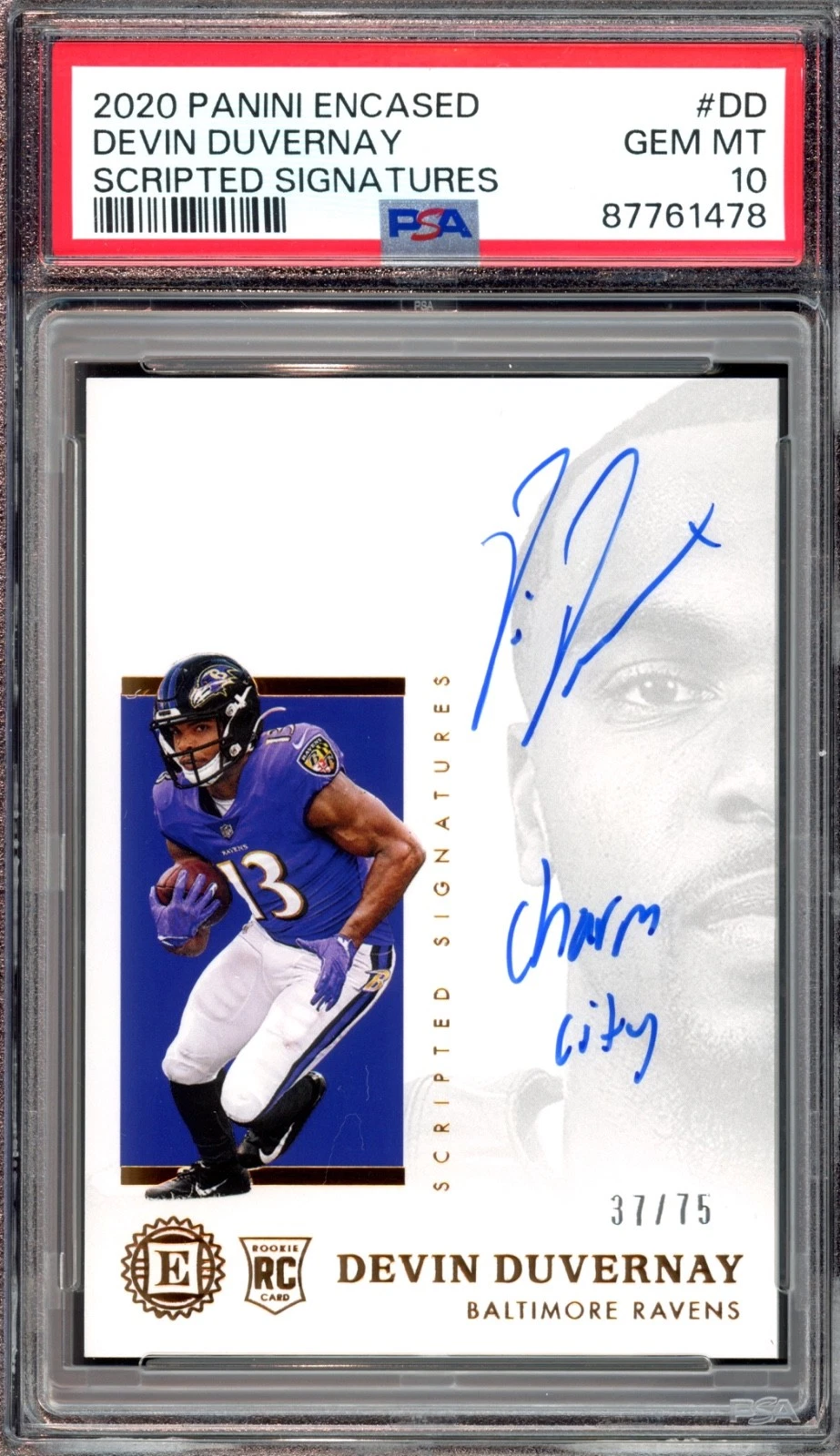 Devin Duvernay Panini Encased Scripted Signatures #DD Base
