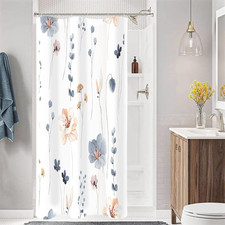Small Stall Shower Curtain 36 X 72, Narrow Half Watercolor Floral Fabric Shower