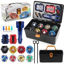 Bey X Spinning Toy Kit Gyro Metal Battle Tops with Launchers Organize Box Set
