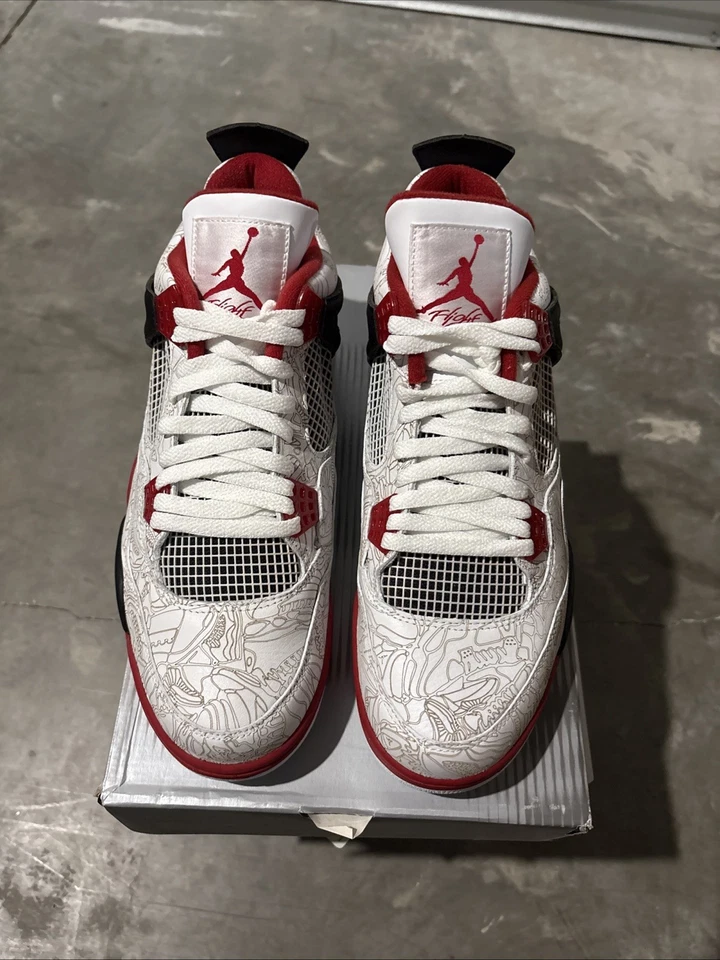 Talla 12 EE. UU. - Air Jordan 4 Retro Blanco Láser Nunca Usado Foto 3 de 4