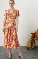 Monsoon Oskana Wrap Dress Size 14 Floral Midi Tiered Ditsy Boho