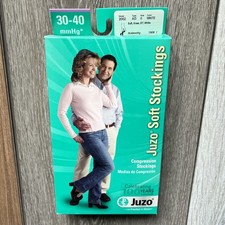 Juzo Soft 30-40mmHg Knee-High Compression Open Toe Sock, White, 2002 AD II