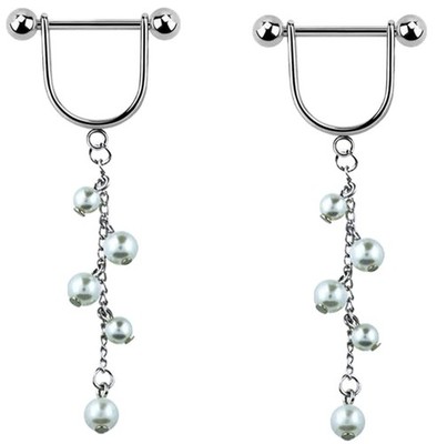 Body Accentz 316L surgical steel stirrup nipple ring with a 14g/1.6mm barbell...