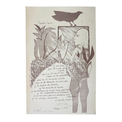 MOISES DE LOS SANTOS FINALE. Engraver. Lithography/cardboard Cuban Art.