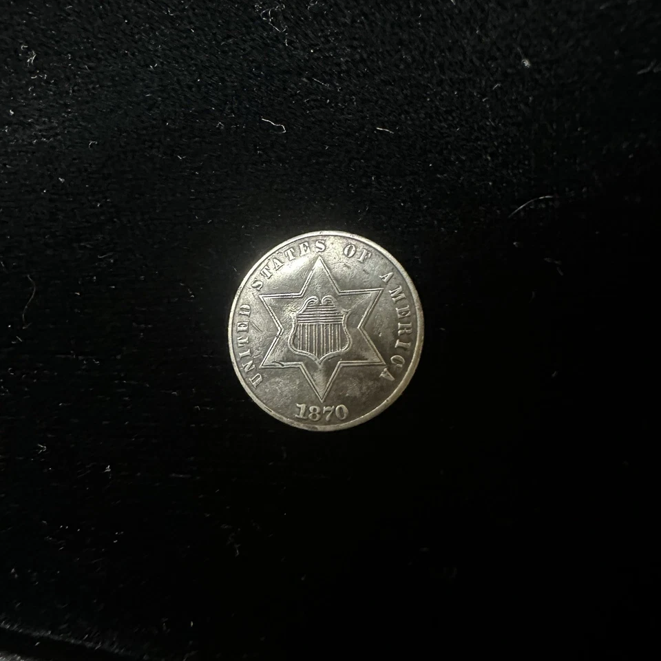 1870 Three Cent Silver Trime 3CS XF Extra Fine US Coin Scarce Key Date - Image 3 of 4