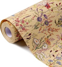 Wild Flower Wrapping Paper Roll, 17 Inches x 32.8 Feet Kraft