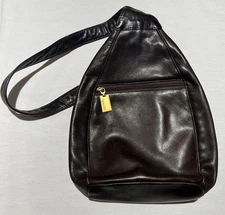 Tignanello Backpack Sling Shoulder Bag Soft Dark Brown Leather Medium