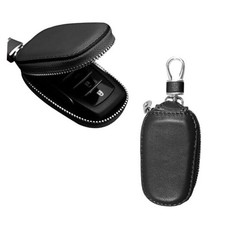 Car Key Case, Genuine Leather Auto Key Fob Cover Case, Key Fob Protector Black