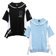 LISTEN FLAVOR Melty Bunny Sailor Jersey Pullover Light Blue 