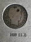 1898 Barber Liberty Head Quarter 90% Silver Philadelphia Mint US Coin Auction NR
