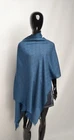 Gucci GG Monogram Double Jacquard Wool-Silk Blend Blue Scarf Shawl ITALY 200cm
