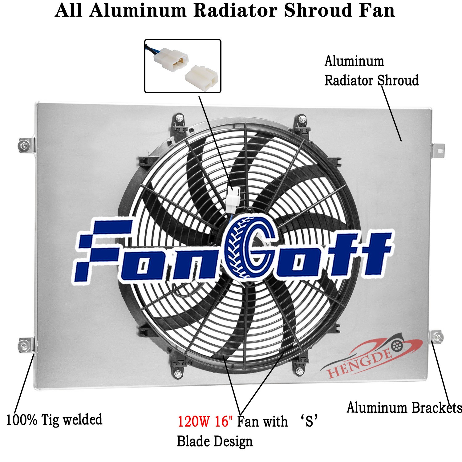 Aluminum Shroud + 120W 16'' Fan Fit 1973-78 Chrysler Dodge Plymouth Mopar CC503