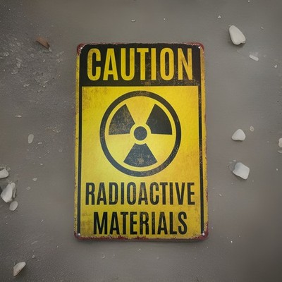 Caution Radiation Metal Tin Sign, Warning Sign, Radiation Area 51 Warning Sign