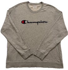 Champion Sweater Men  s XXL Gray Long Sleeve Knit Pullover Embroidered Spell Out