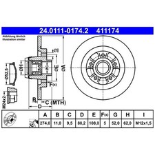 2x Bremsscheibe hinten für Renault Kangoo BE KW0/1 FW0/1 Kangoo-Grand | 2625102