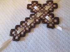 Hardanger Cross Book Mark Norwegian Embroidery - brown