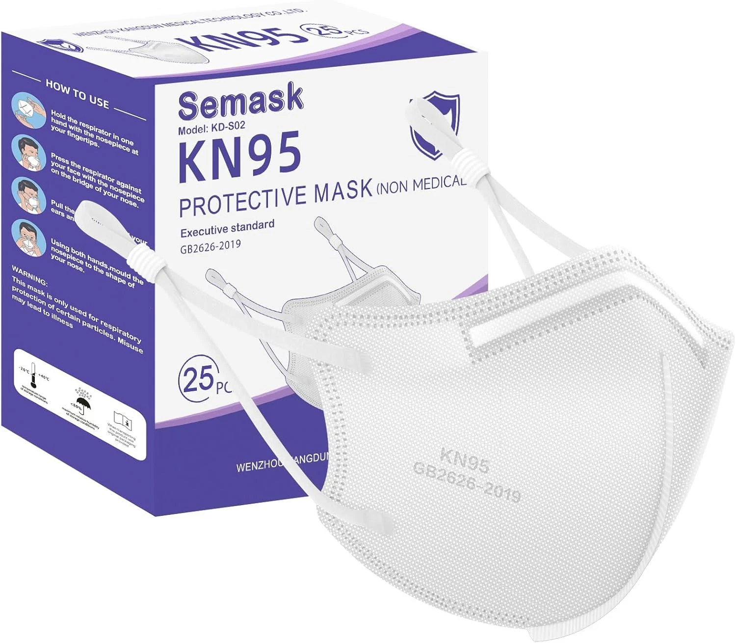 KN95 Adjustable Masks 25 Pack, Individually Wrapped Disposable White
Opens in a new window or tab