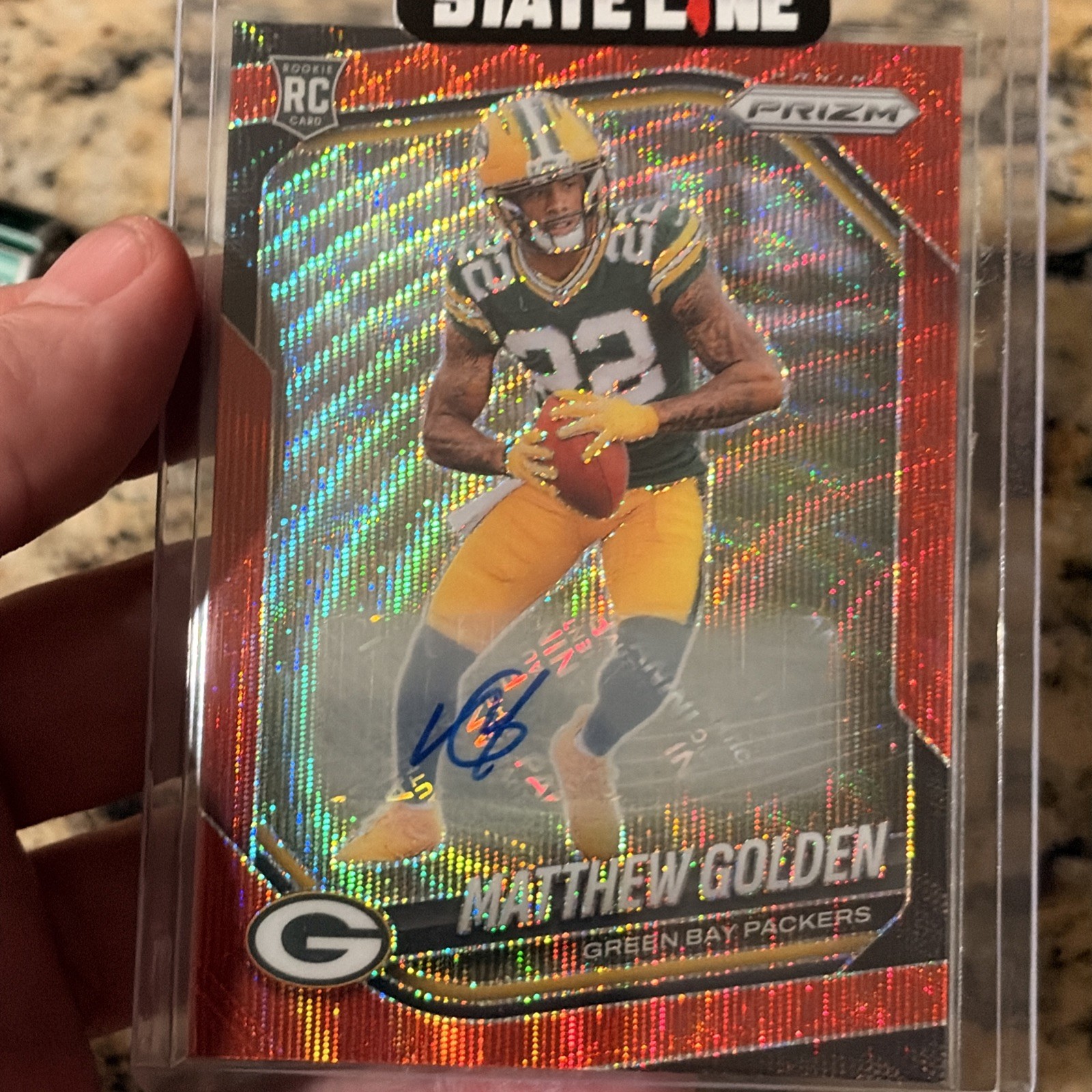 2025 Prizm Matthew Golden Red Wave Auto 1/149 #1 of 149 RC Rookie Rare 🔥🏈 view 5