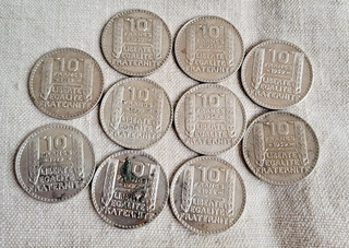 lot de 10 pièces 10 francs Turin argent